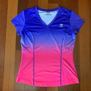 Fila women’s workout shirt, purple & pink, medium, like new!